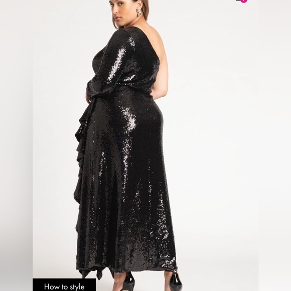 womens black party dresses Zapakasa Women Plus Size Black Ruched Long Mother of the Bride Dress with  Appliques Sheath One Shoulder Satin Formal Dress main image 1